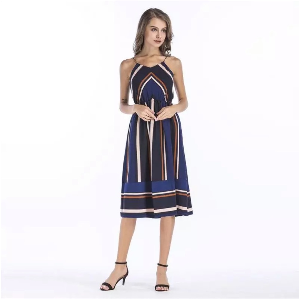 Striped Spaghetti Strap Dress